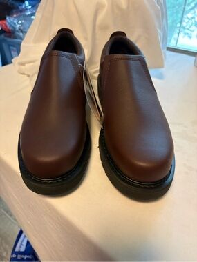 Work America Men’s Brown Oxford Slip-On Casual Loafers